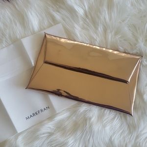 MARKFRAN Metallic Envelope Clutch Rose Gold